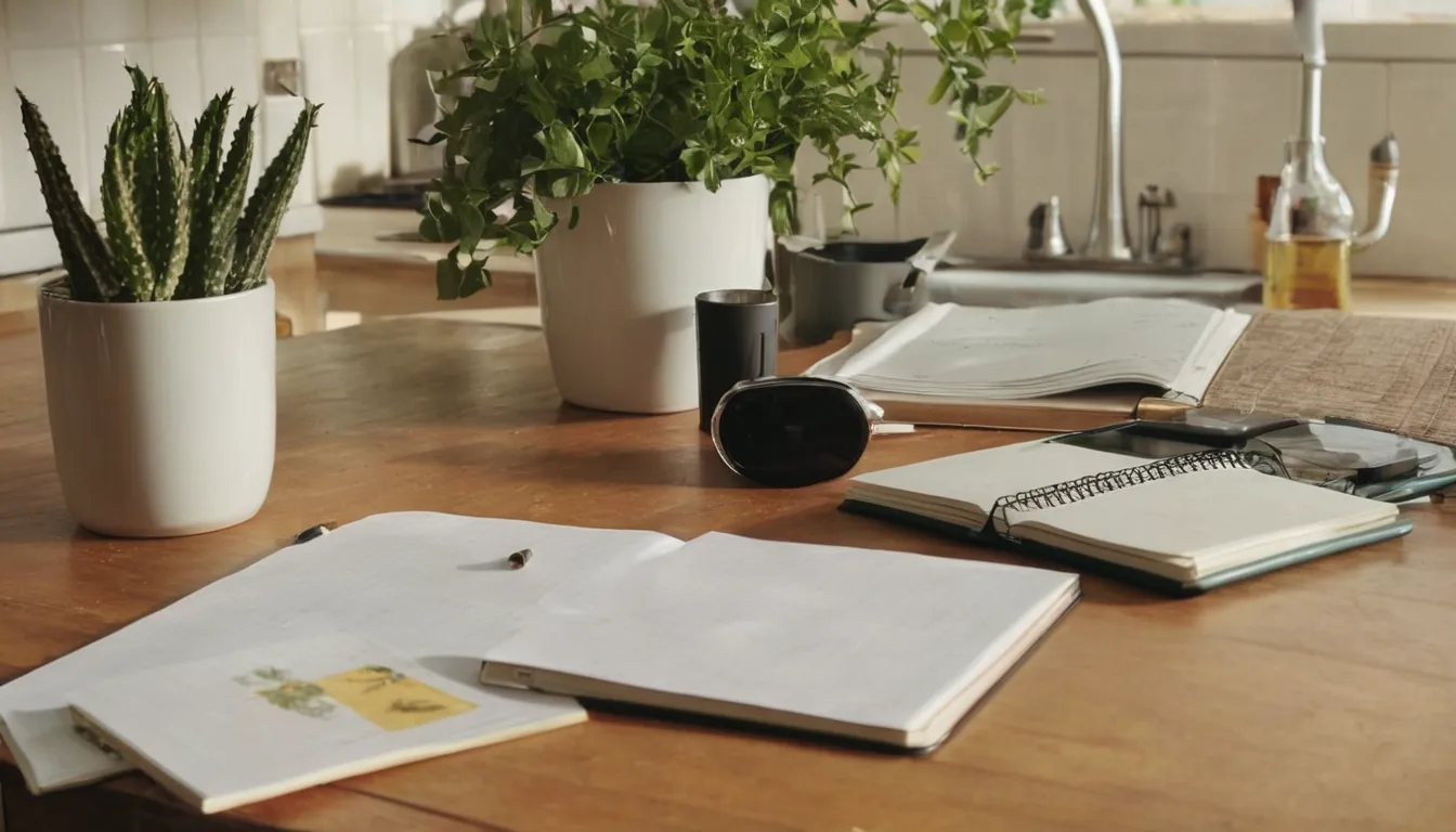 Notes and photos organized on a kitchen table for a pest estimate